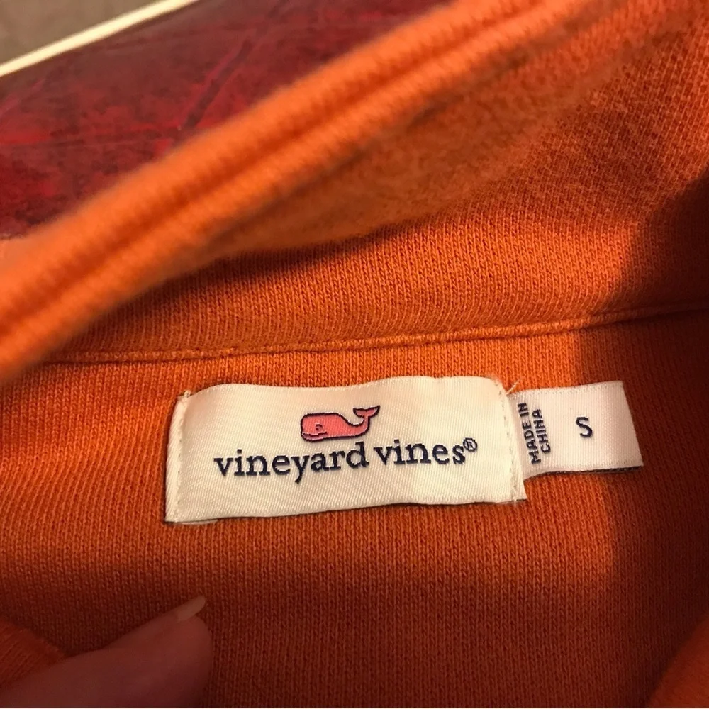 Vineyard Vines Performance 1/4 Zip Fleece Sweater Men's Size S Orange